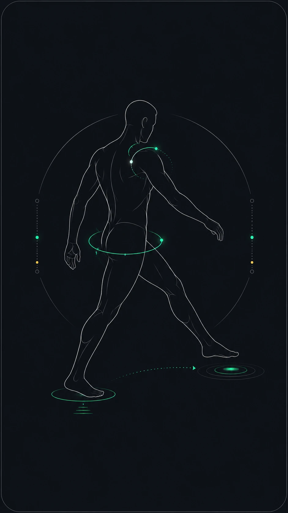 Icon showing balance, stepping, mobility, and confident movement control