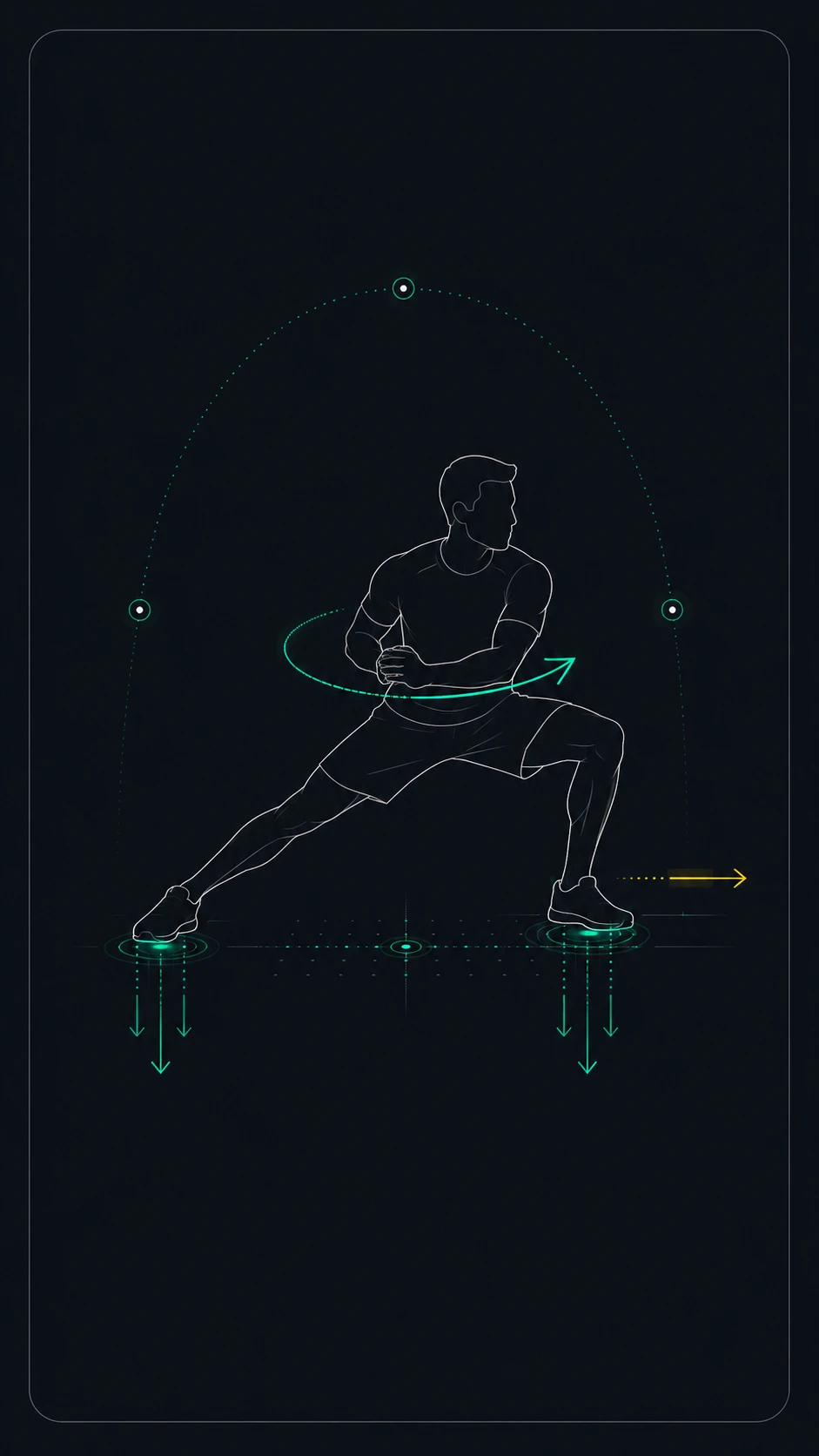 Icon showing sport-relevant force, braking, rotation, and movement capacity